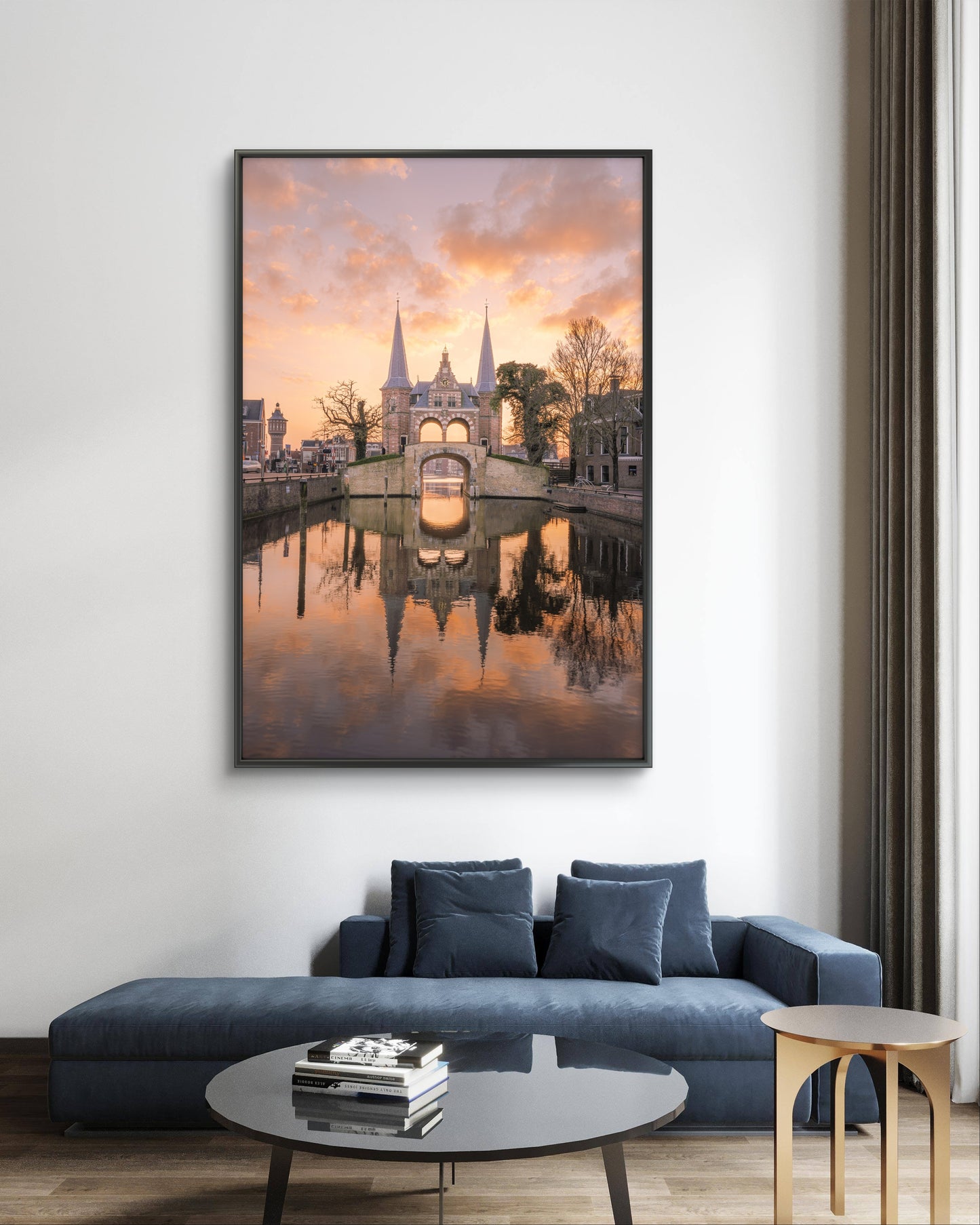 Dibond print: "Zonsondergang waterpoort Sneek"