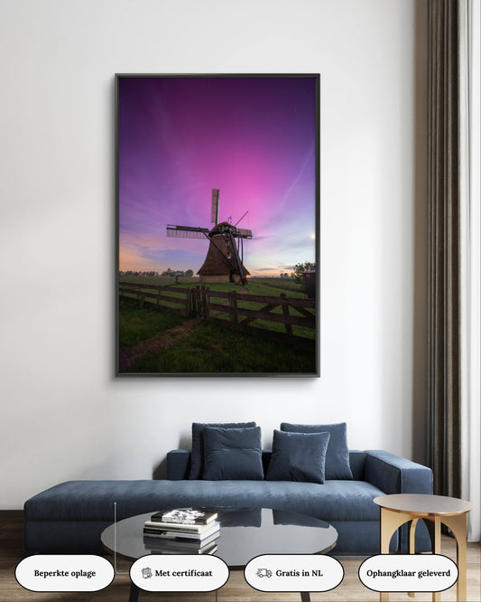 Dibond print: "Noorderlicht in Friesland"