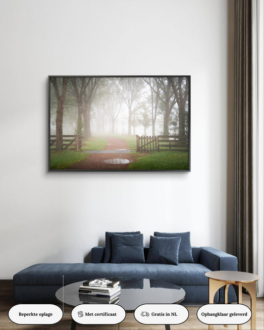 Dibond print: "Mistige ochtend in het Sneeker Rasterhofpark"
