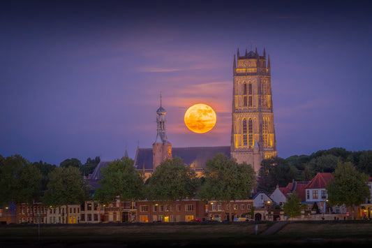 Dibond print: "Volle maan in Zaltbommel"